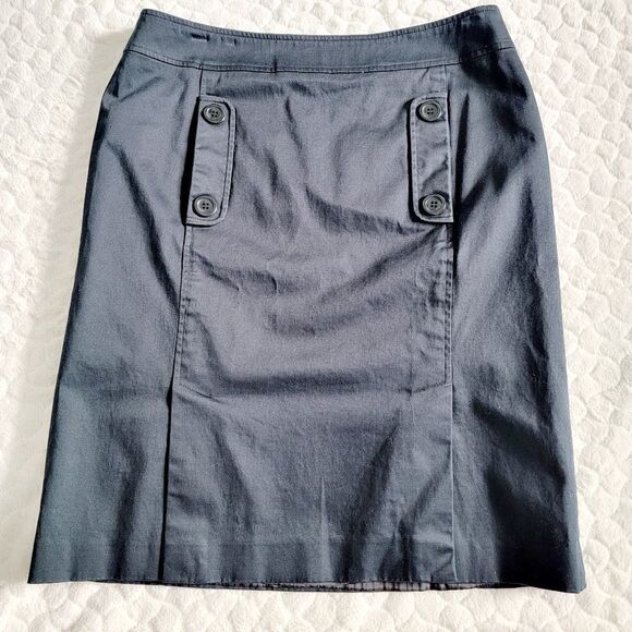 Lafayette 148 cotton navy skirt pockets office business casual 6 small - Picture 1 of 9